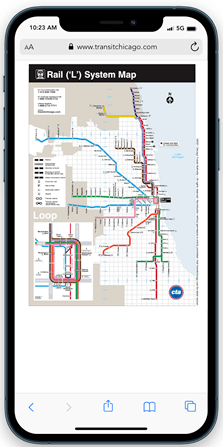 Chicago transit authority map featuring non-mobile friendly UI