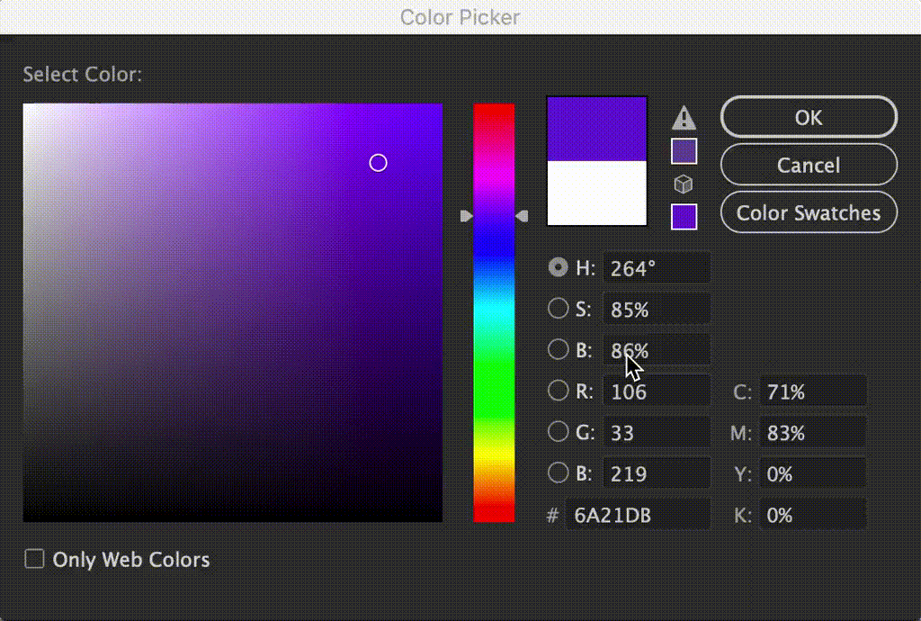 Adjusting color picker percentages