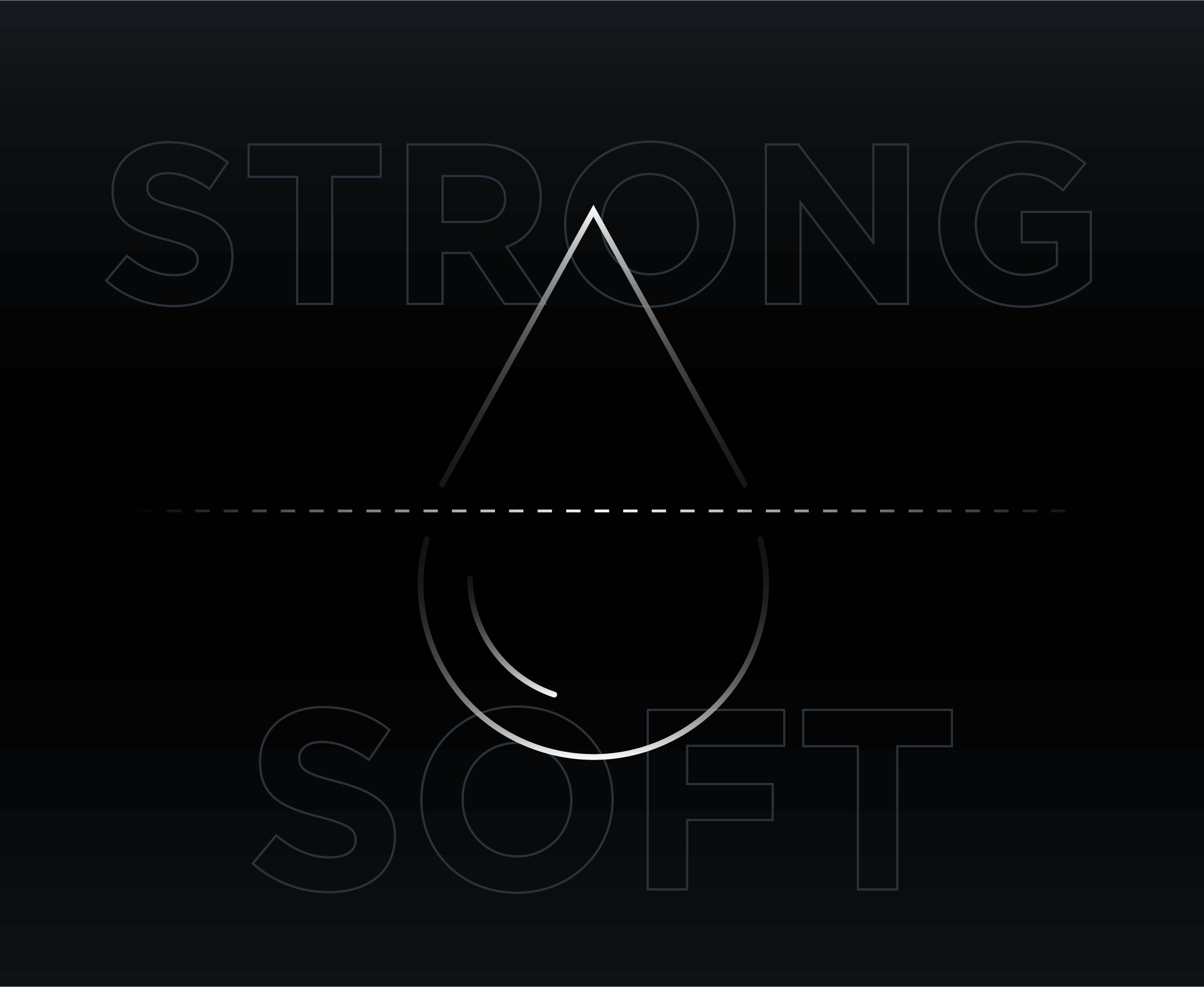 Minimal black graphic showing a water drop split into strong and soft.