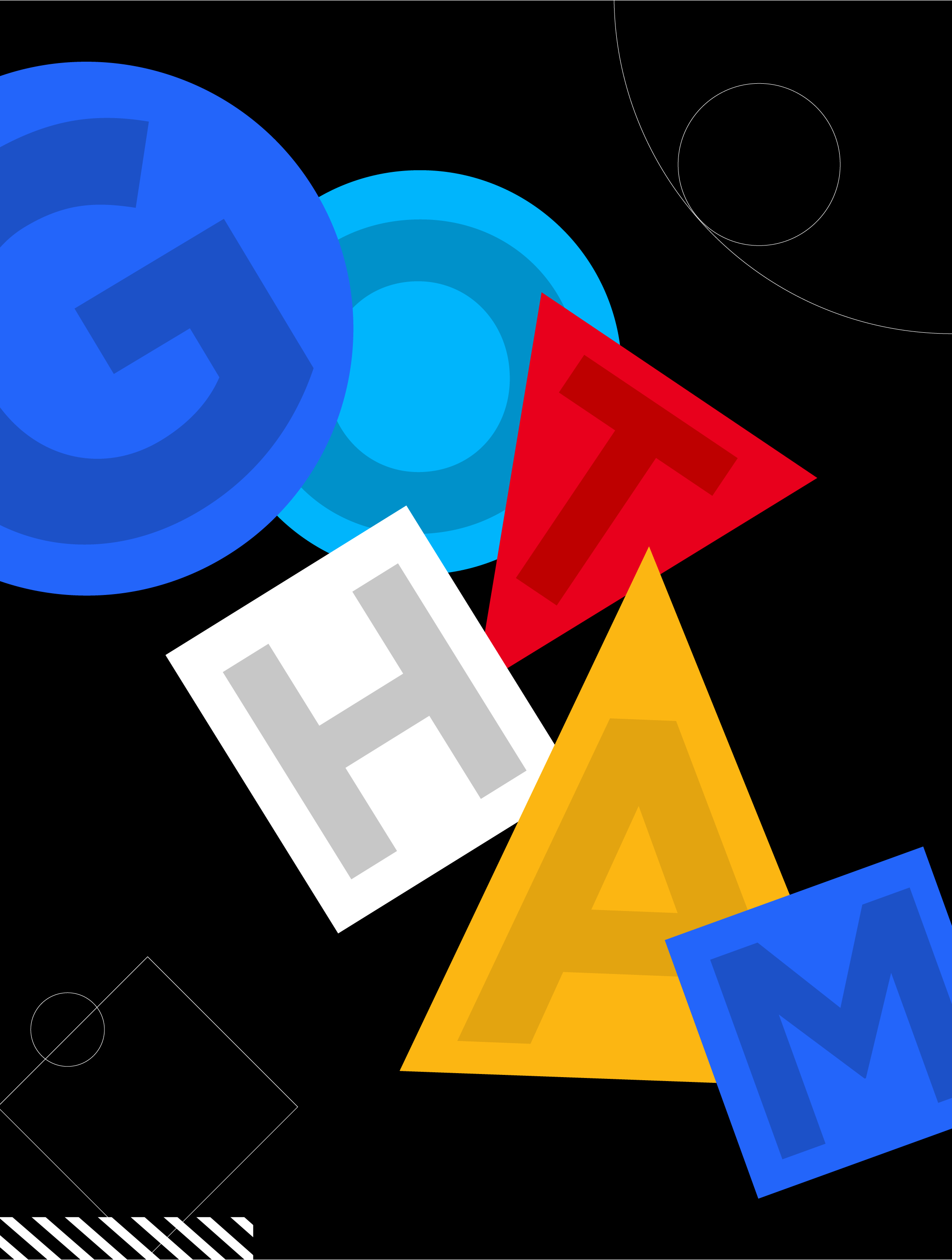 Bold geometric letters spelling Gotham on a black background.