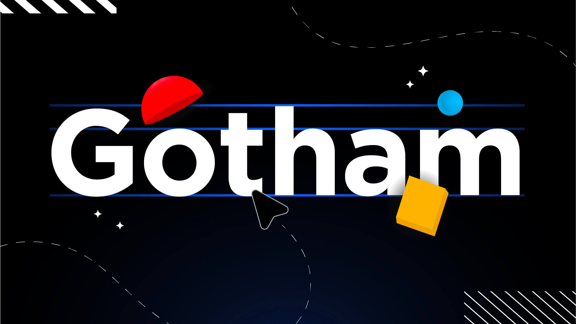 “Gotham” typography with geometric design elements.